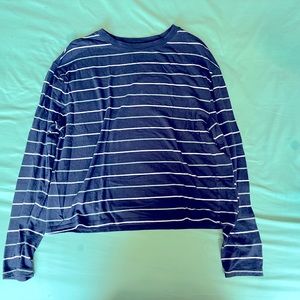 Striped, blue long sleeve shirt